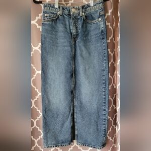 Trendy Blue Jean Skirt With Front Slit